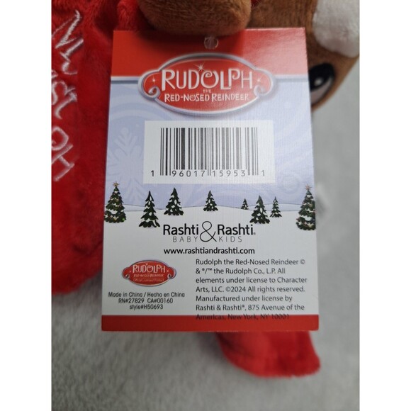 My First Rudolph Reindeer Red Snuggle Blanket Rattle Lovey New! Christmas Gift - Picture 9 of 10